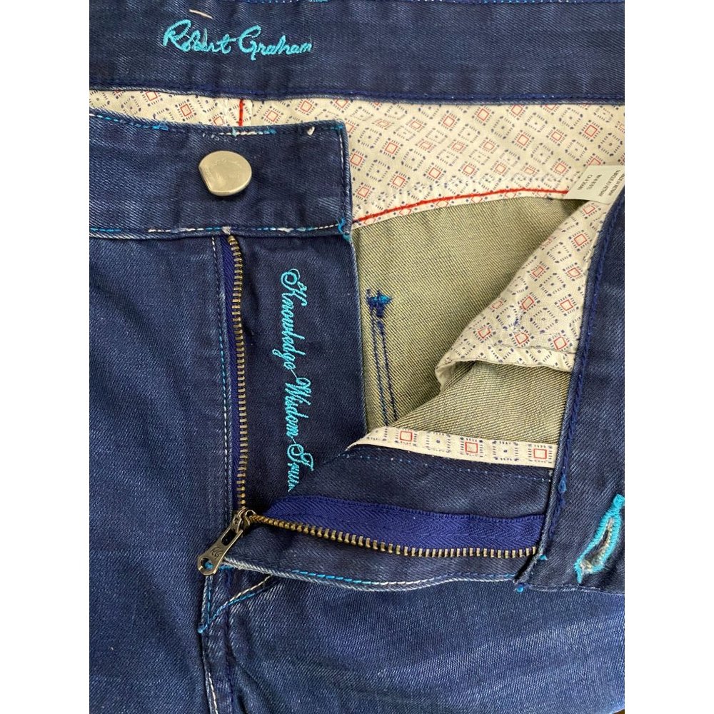 Robert Graham Jeans Men Size 34 Blue Slim Jim Pants Actual 36x31 Dark Indigo - Picture 5 of 10